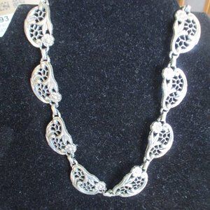 Vintage Estate Silver Tone Floral Choker 7 Inch Necklace